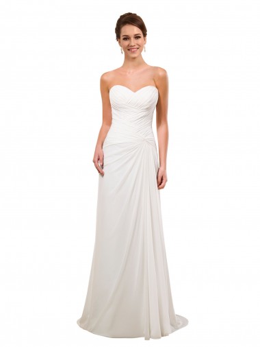 Sweetheart Neckline Chiffon Wedding Dress with Criss-Cross Ruched Bodice