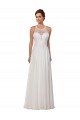 Illusion Neck A-Line Lace and Chiffon Beach Wedding Dress