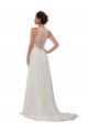 Illusion Neck A-Line Lace and Chiffon Beach Wedding Dress