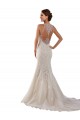 High Neck Mermaid Lace Wedding Dress with Illusion Back