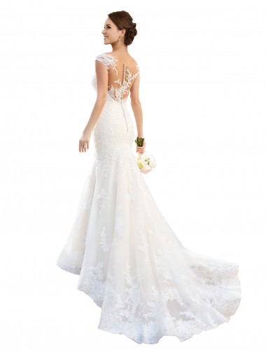 Fit and Flare Illusion Neck Lace Wedding Dress