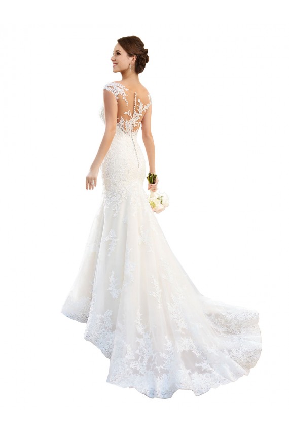 Fit and Flare Illusion Neck Lace Wedding Dress