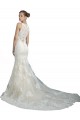 Deep Illusion Neck Mermaid Tulle Beach Wedding Dress with All Over Lace