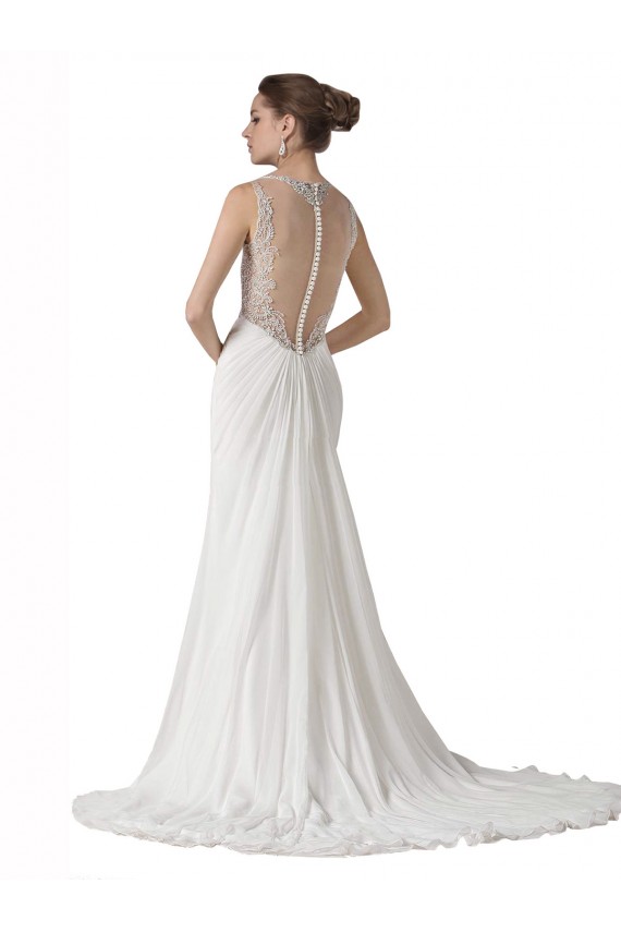 Sweetheart Sheath Chiffon Beach Wedding Dress with Beaded Belts