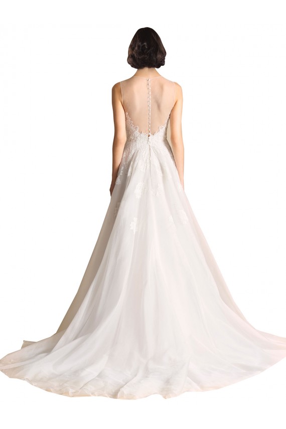 Illusion Neck A-Line Organza Wedding Dress