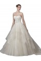 Strapless Ball Gown Tulle Wedding Dress with Lace Appliques