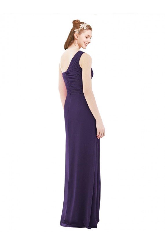 Draped One Shoulder Full Length Chiffon Bridesmaid Dress