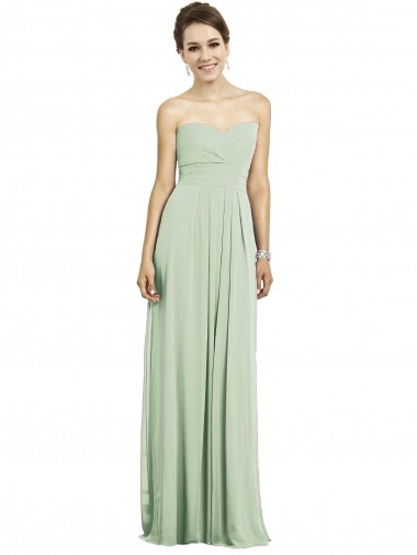 Full Length Strapless Chiffon Bridesmaid Dress with Sweetheart Neckline