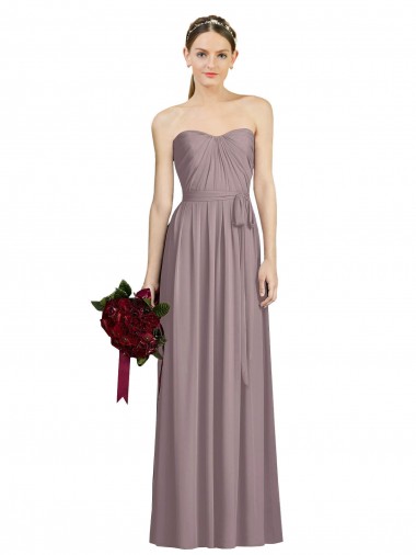 Sweetheart Neckline Long Full Length Chiffon Bridesmaid Dress