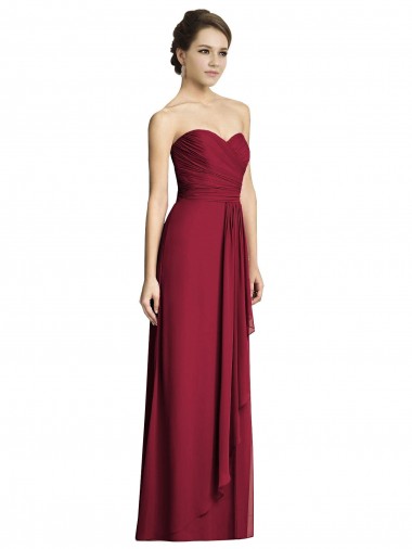 Long Strapless Chiffon Bridesmaid Dress with Side Slit