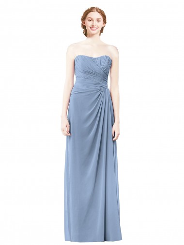 Strapless Long Chiffon Bridesmaid Dress with Sweetheart Neckline