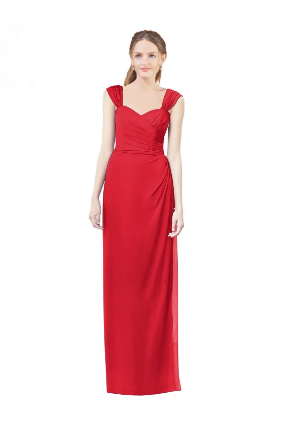 Long Chiffon Bridesmaid Gown with Neckline Straps