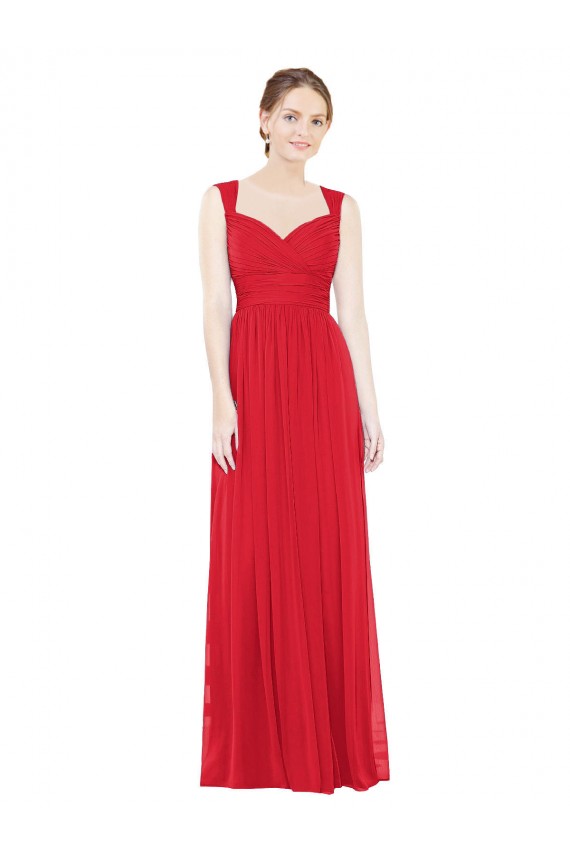 Full-Length Long Chiffon Bridesmaid Dress with Side Front Slit