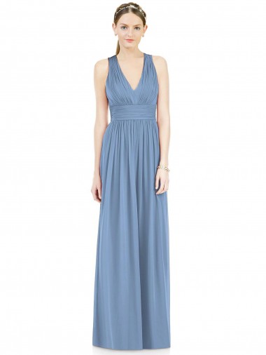 Sleeveless Cross Strap Back Chiffon Bridesmaid Dress