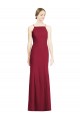 High Square Trumpet Chiffon Bridesmaid Dress with Lace-Up Open Back