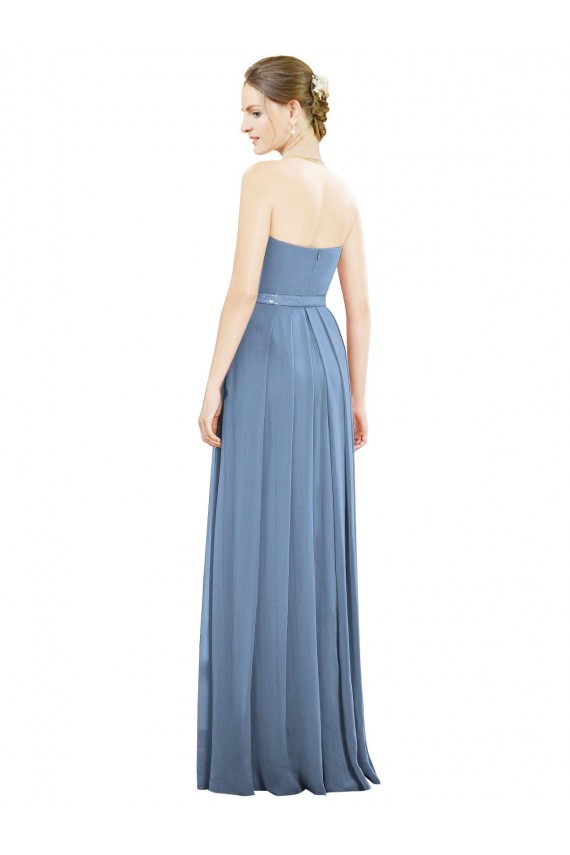 V-Pleat Chiffon Full-Length Strapless Bridesmaid Dress