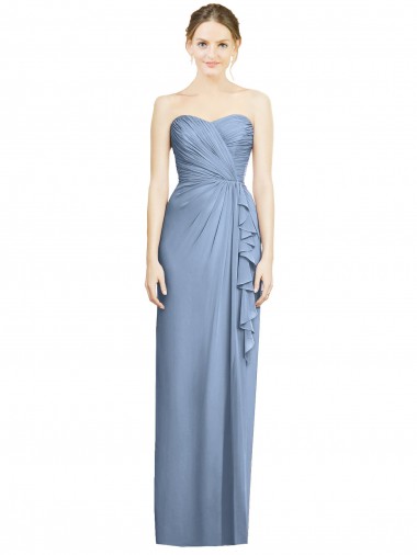 Strapless Full-Length Chiffon Bridesmaid Dress with Front Slit