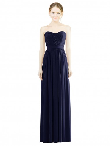 Low Back Draped Strapless Chiffon Formal Bridesmaid Dress 