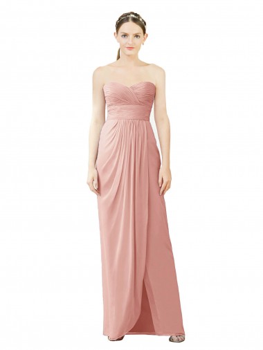 Strapless Sweetheart Long Chiffon Wrap Bridesmaid Dress