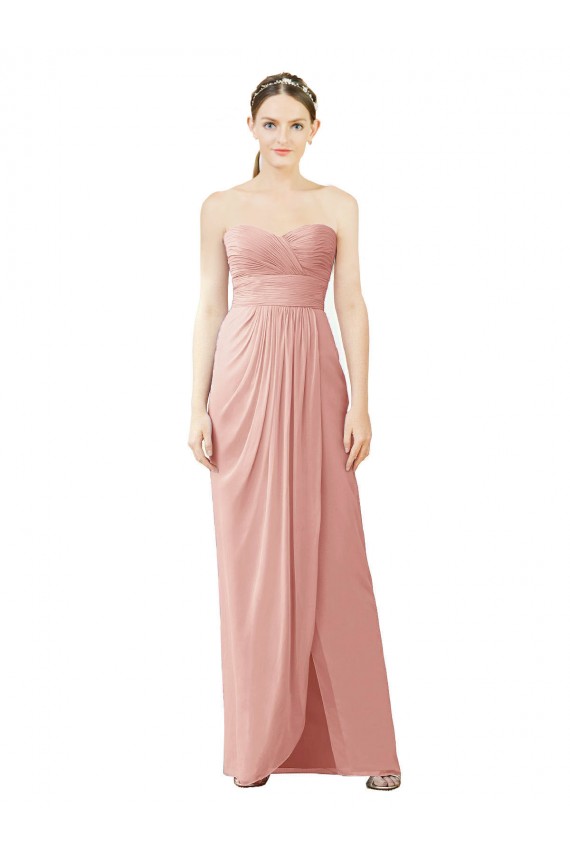 Strapless Sweetheart Long Chiffon Wrap Bridesmaid Dress