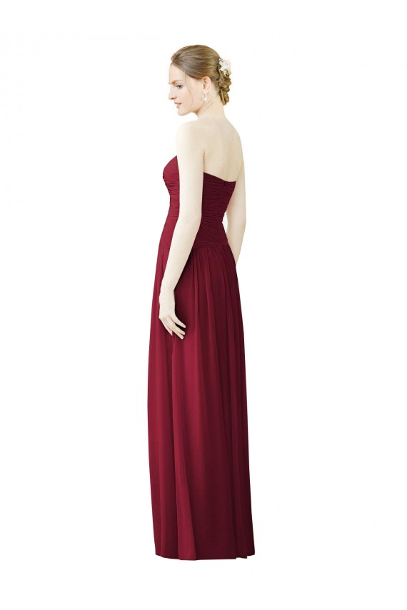 Draped Full Length Strapless Chiffon Bridesmaid Dress