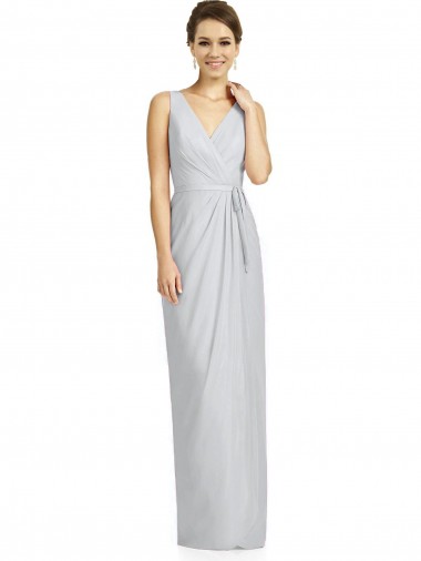 Draped V-Neck Cocktail Length Chiffon Bridesmaid Dress