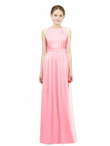 Sleek Halter Neck Chiffon Bridesmaid Dress 