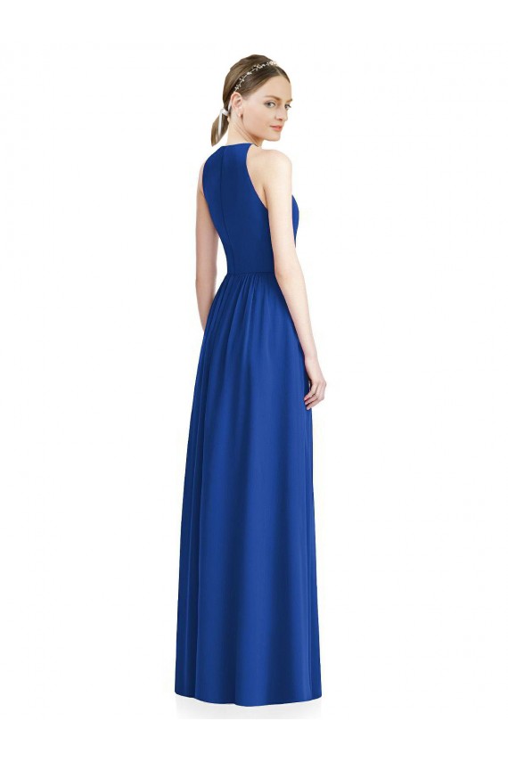 Draped Keyhole Long Chiffon Bridesmaid Dress