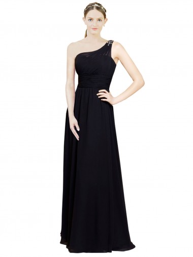 Sweetheart Chiffon Bridesmaid Dress with Beaded One Shoulder Strap