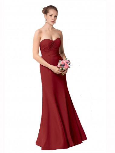 Full Length Sweetheart Chiffon Bridesmaid Dress with Ruched Bodice