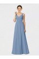 Long Chiffon Bridesmaid Dress with Sweetheart Neckline and Wide Straps