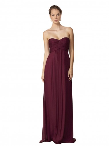 Floor Length Chiffon Bridesmaid Dress with Sweetheart Neckline