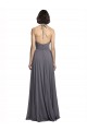 Spaghetti Strap Long Chiffon Bridesmaids Dress with Halter Cowl Neck