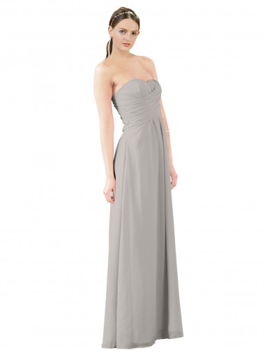 Twisted Strapless Sweetheart Neckline Long Chiffon Bridesmaid Dress