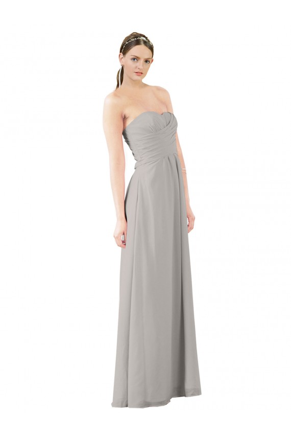 Twisted Strapless Sweetheart Neckline Long Chiffon Bridesmaid Dress