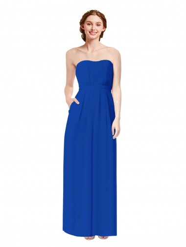 Strapless Sweetheart Keyhole Back Long Chiffon Bridesmaid Dress