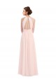 Sleeveless Chiffon High Neck Bridesmaid Dress with Diagonal Pleats