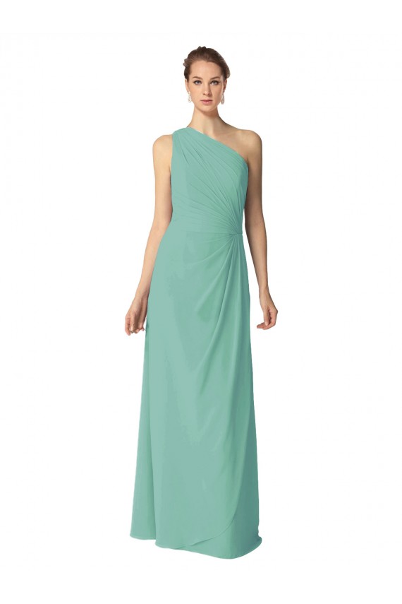 Long Chiffon One Shoulder Full Length Bridesmaid Dress