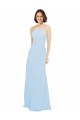 Floor Length Chiffon Bridesmaids Dress with Front Keyhole Neckline