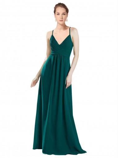 Sexy Chiffon Bridesmaid Dress with Deep V-Neckline