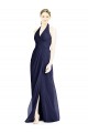 V-Neck Halter Chiffon Bridesmaid Dress with Side Front Slit