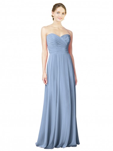 Draped Strapless Sweetheart Full Length Chiffon Bridesmaid Dress