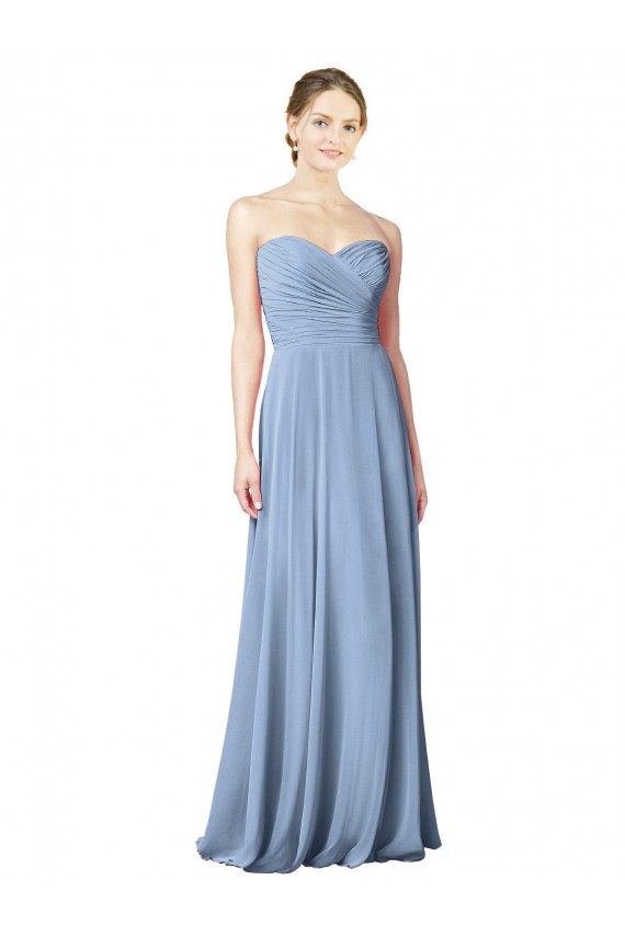 Draped Strapless Sweetheart Full Length Chiffon Bridesmaid Dress