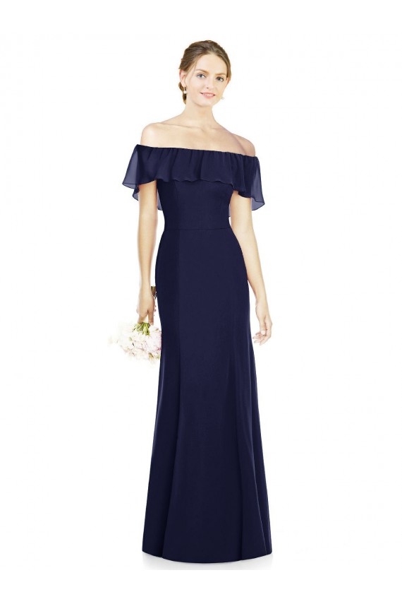 Off the Shoulder Full-Length Trumpet Chiffon Bridesmaid Dress