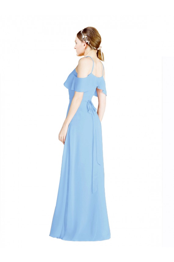 Halter Frill Cold Shoulder A-Line Chiffon Bridesmaid Dress