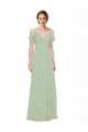 Split Cold Shoulder Draped A-Line Chiffon Bridesmaid Dress