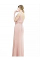 Full Length Long Chiffon Bridesmaid Dress with Pleated Lace Waist