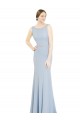 Full Length Chiffon Bridesmaid Dress with Sparkly Neckline and Belt