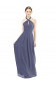 High Halter Neck Chiffon Bridesmaid Dress with Twist-Tie