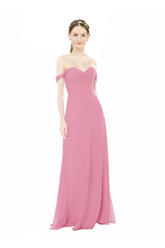 Fitted Sweetheart Bodice Chiffon Bridesmaid Dress with Draped Cap Sleeves